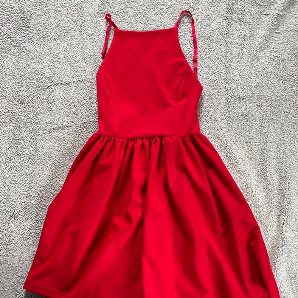 RED HOCO DRESSBACKLESS PERFECT CONDITION